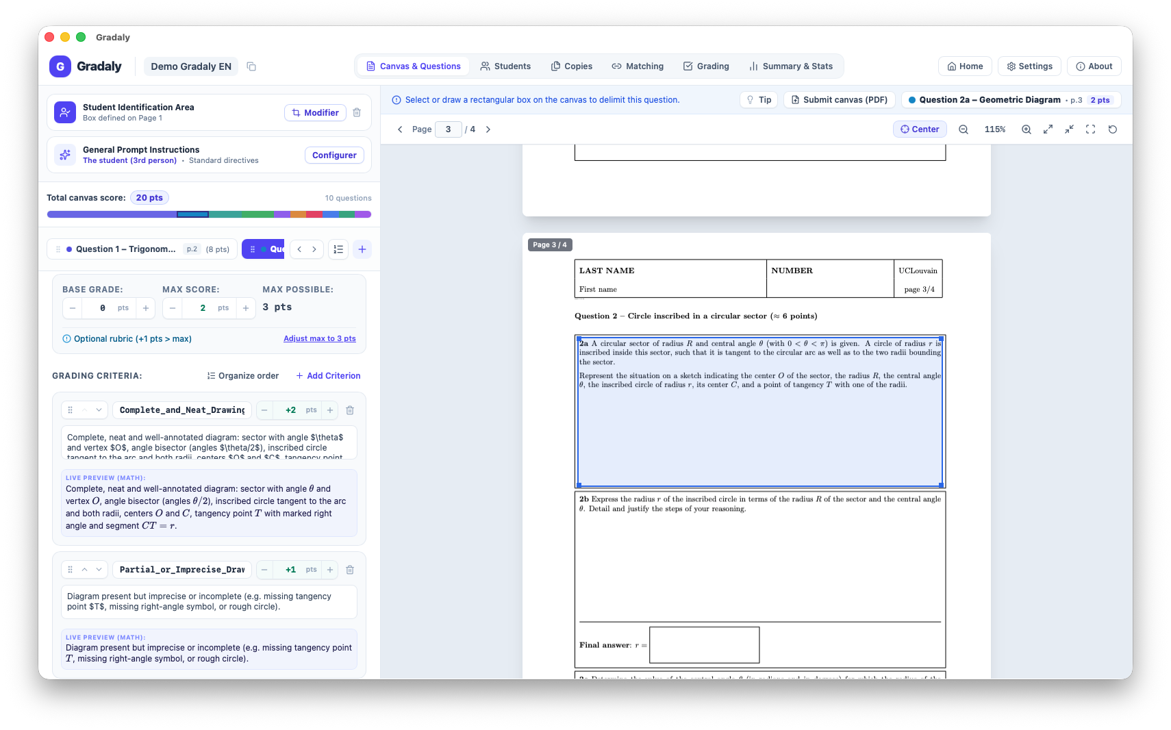 Importer le canevas et zone d'identification