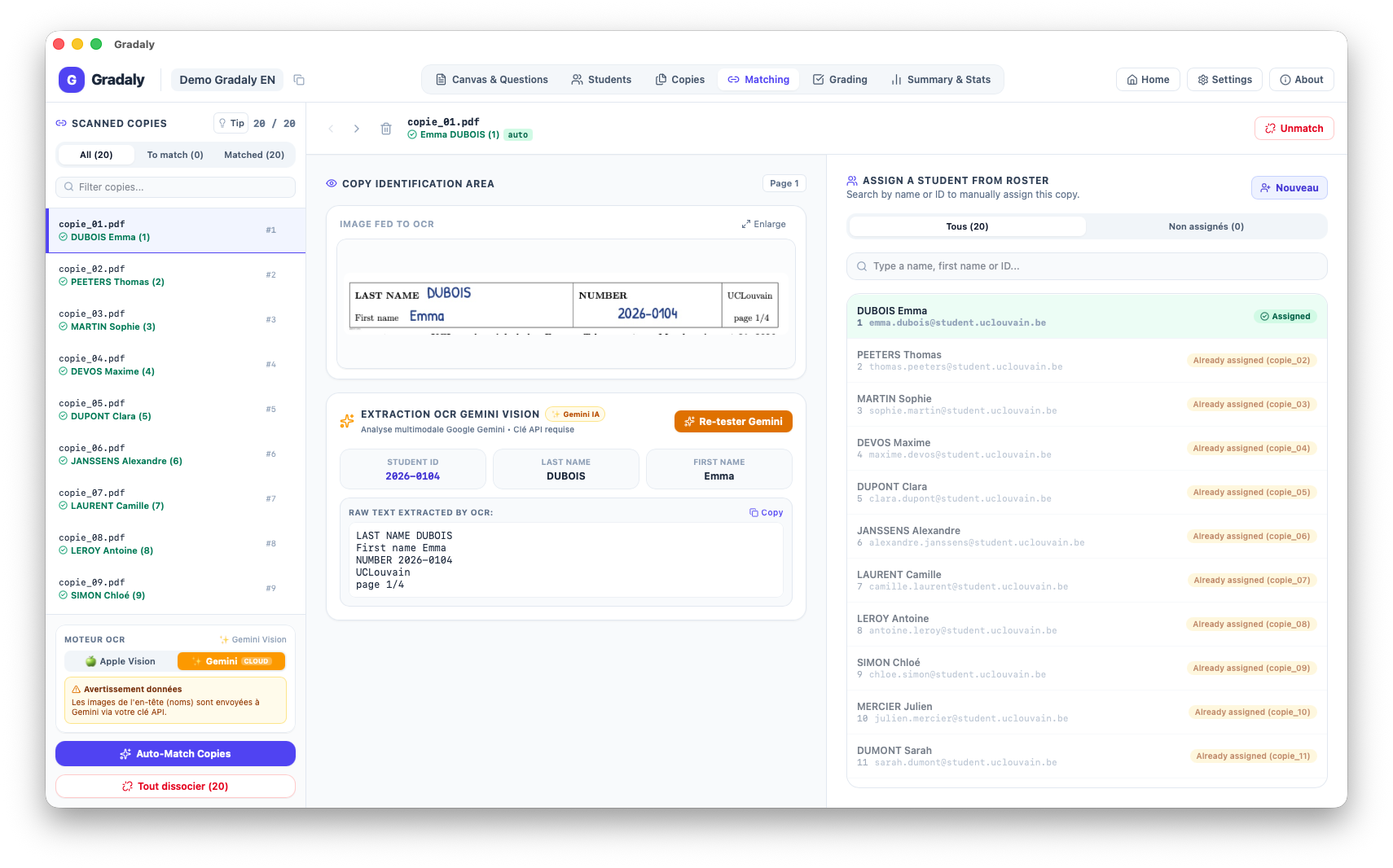 Importer copies et appariement OCR